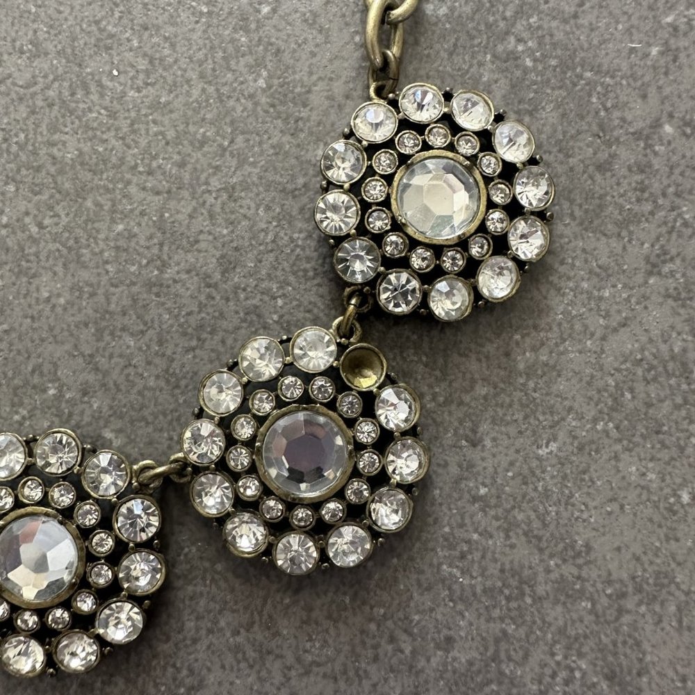 Gemstone Statement Necklace, Gold, Clear - image 2